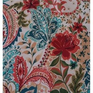 Pier One Vibrant Paisley Curtain Panel Red & Teal Lined 95" Grommets